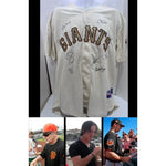 Load image into Gallery viewer, Buster Posey Bruce Bochy Tim Lincecum Matt Cain Pablo Sandoval Barry Zito San Francisco Giants Size 52 game model jersey signed with proof
