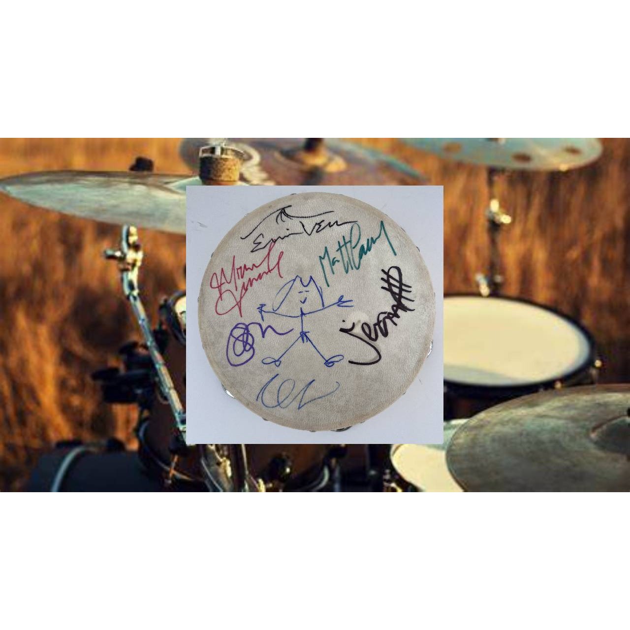 Eddie Vedder Pearl Jam 10 inch tambourine signed with proof