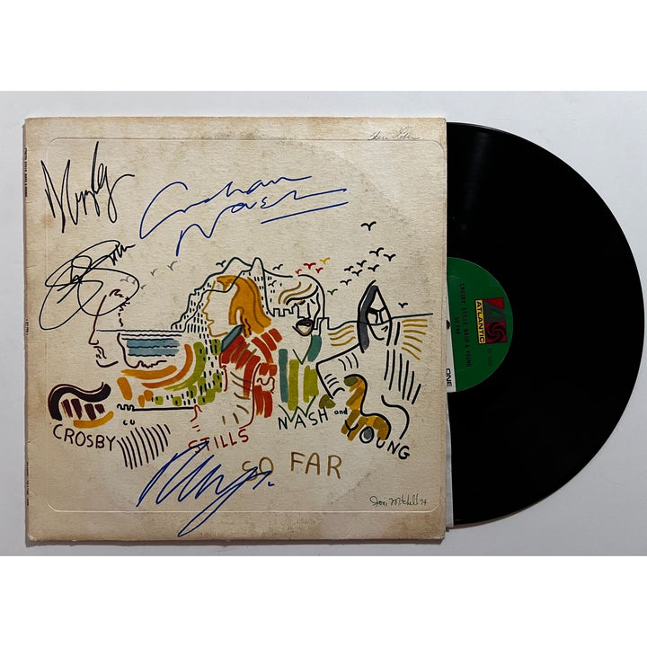 CSNY David Crosby Stephen Stills Graham Nash Neil Young "So Far" original LP signed with proof