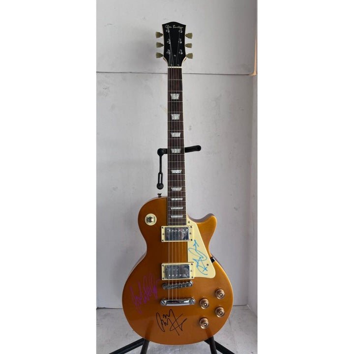 Jimmy Page John Paul Jones Robert Plant Led Zeppelin Les Paul full size electric guitar signed with proof