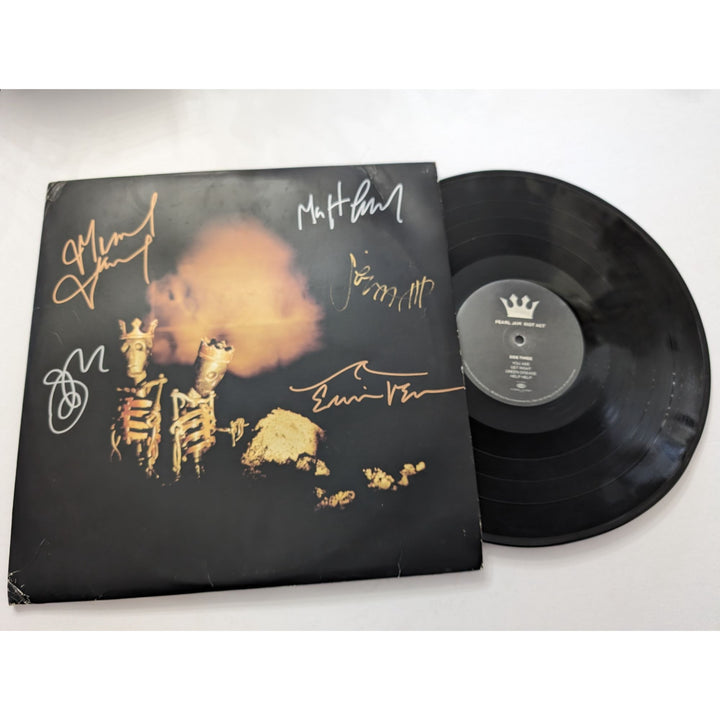 Pearl Jam Eddie Vedder Jeff Ament Mike McCready Stone Gossard Matt Cameron Riot Act original 2002 LP signed with proof