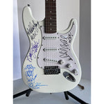 Load image into Gallery viewer, ACDC Angus and Malcolm Young Phil Rudd Brian Johnson Cliff Williams full size Stratocaster electric guitar signed with proof
