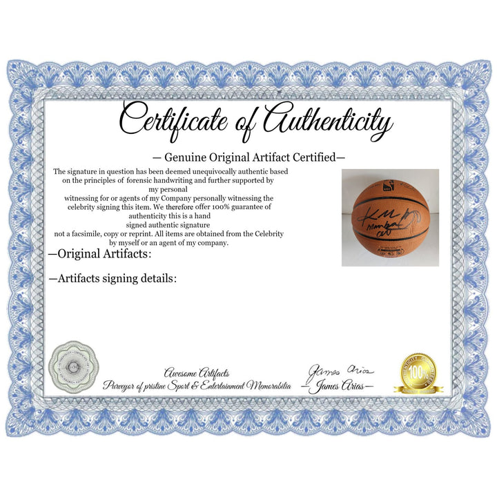 Kobe Bryant NBA game model basketball signed and inscribed Mamba out with proof free acrylic display case