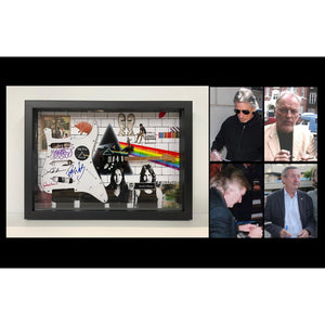 Pink Floyd David Gilmour Roger Waters Richard Wright Nick Mason framed electric guitar pickguard signed with proof