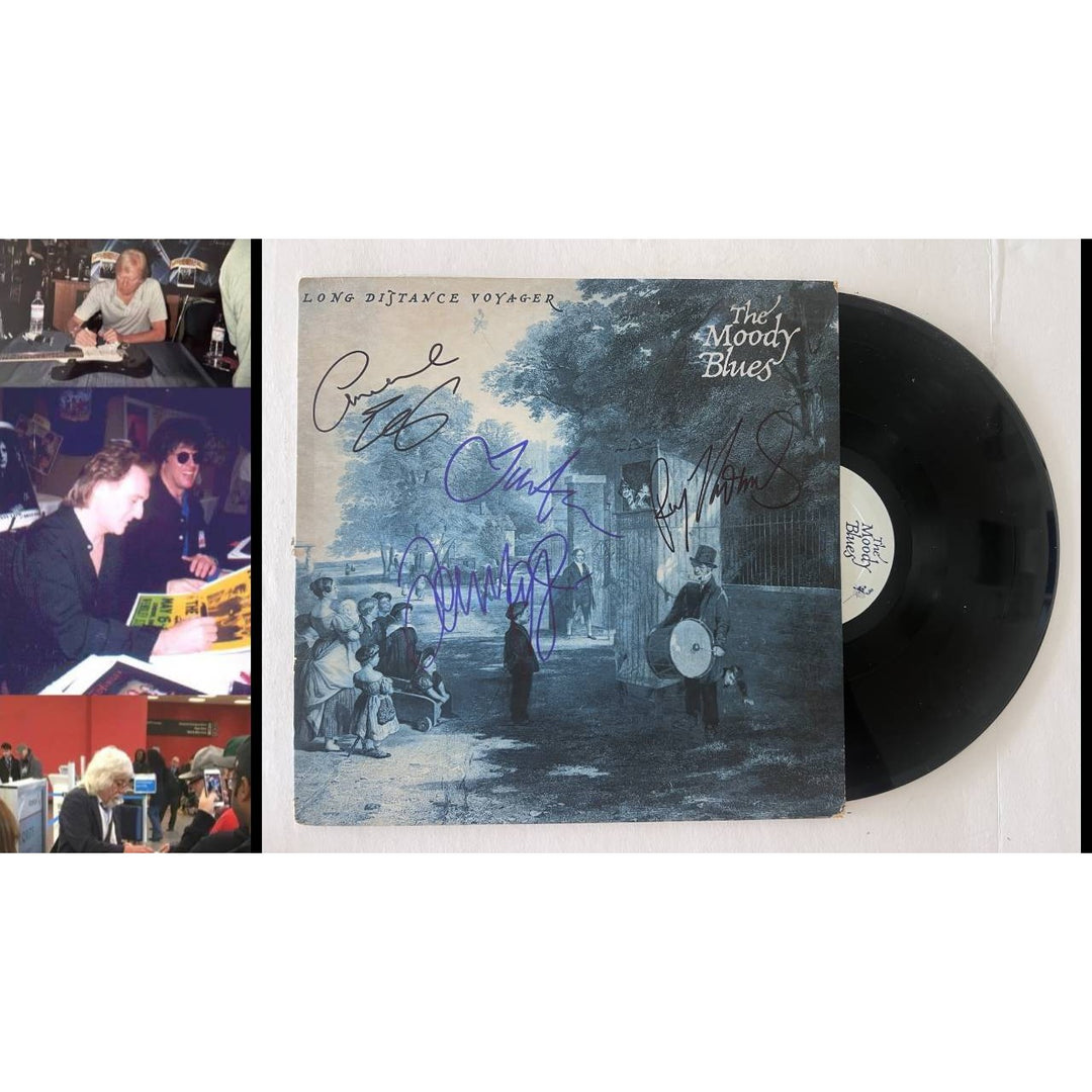 The Moody Blues Justin Hayward John Lodge Ray Thomas Long Distance Voyager original lp signed with proof