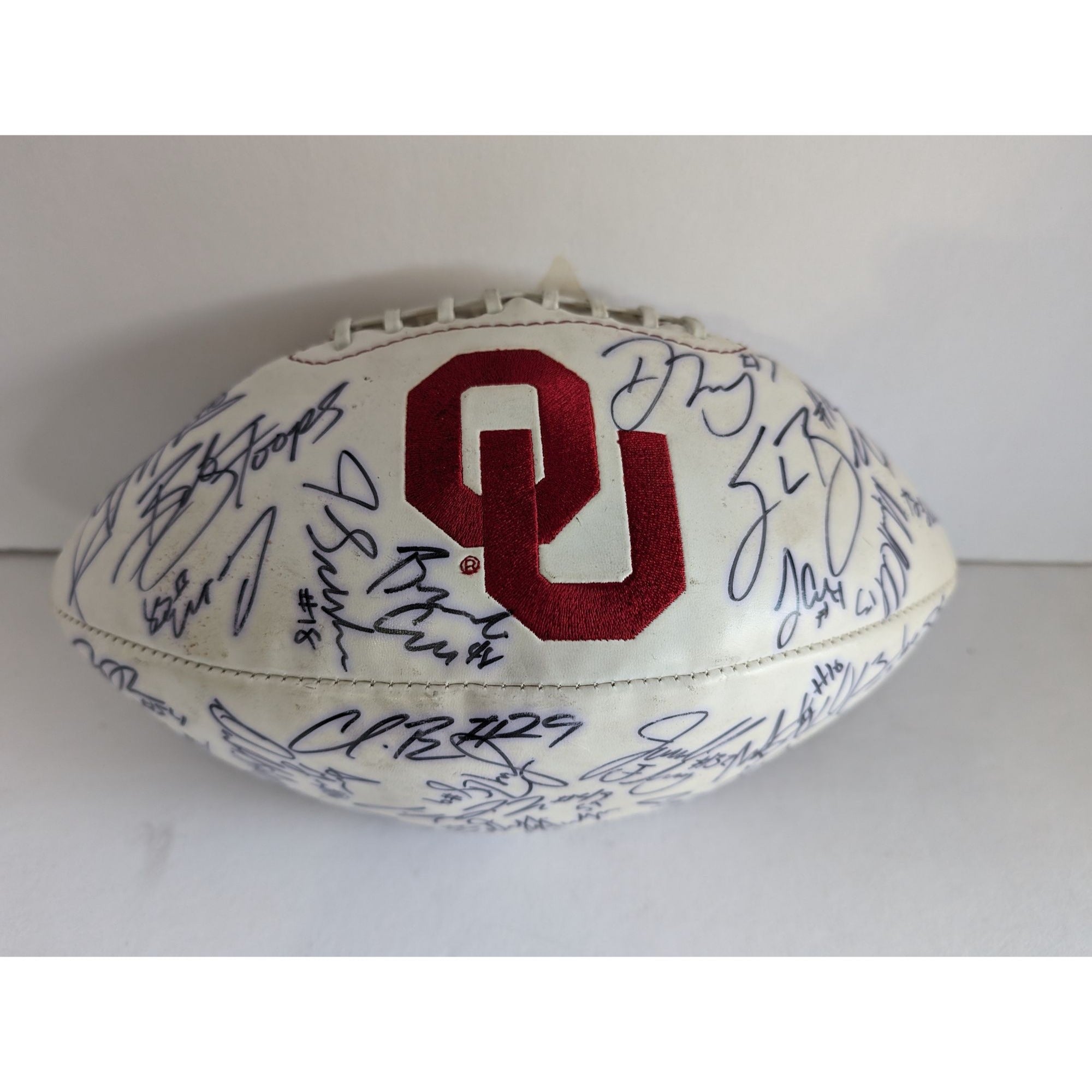Oklahoma Sooners Bob Stoops Sam Bradford DeMarco Murray team signed football