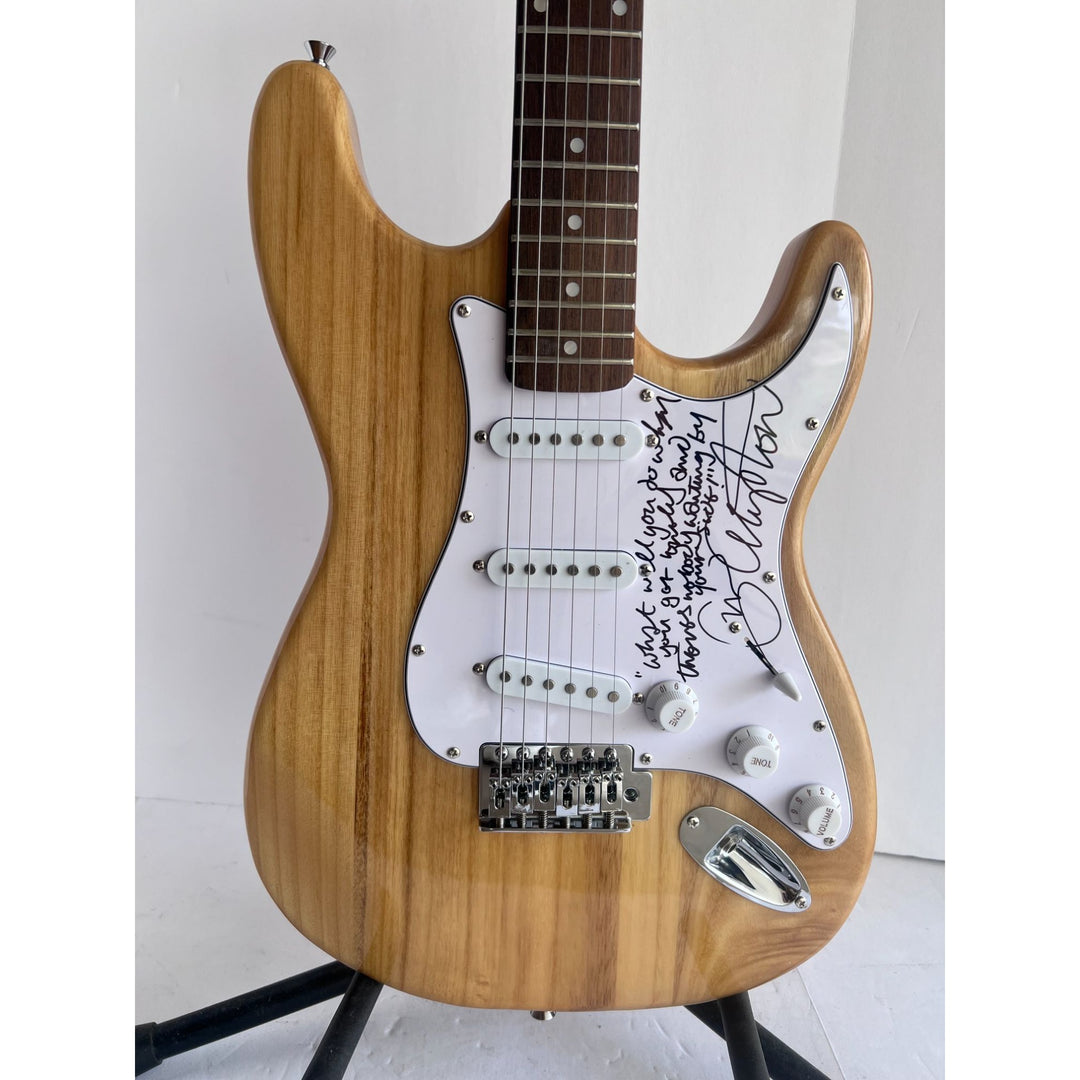 Eric Clapton signed and inscribed with lyrics one of a kind Stratocaster Huntington full size electric guitar signed with proof