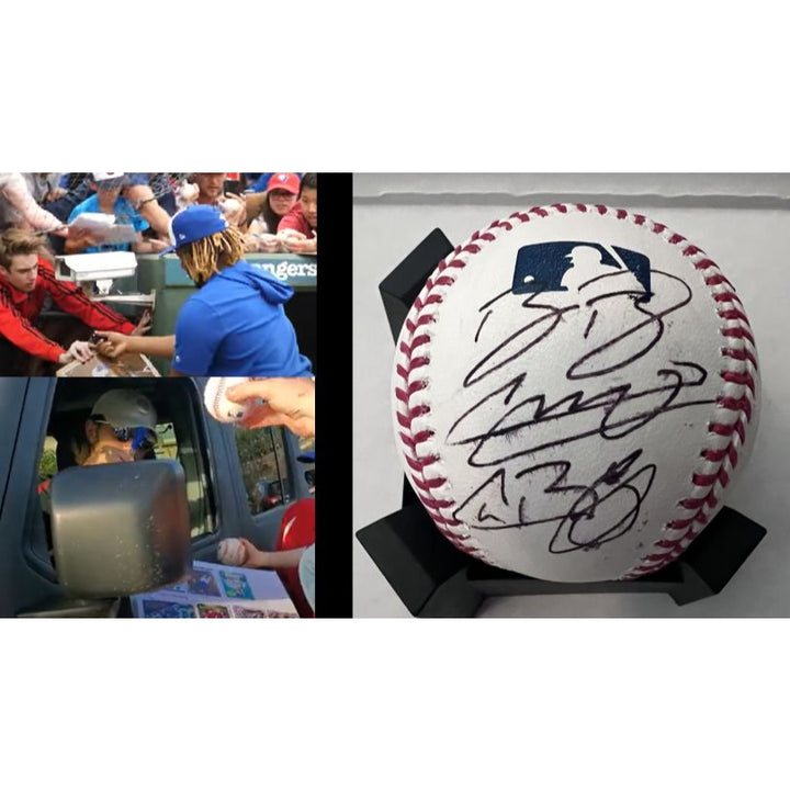 Toronto Blue Jays Bo Bichette Vladimir Guerrero Jr Caven Biggio official Rawlings MLB baseball signed with proof