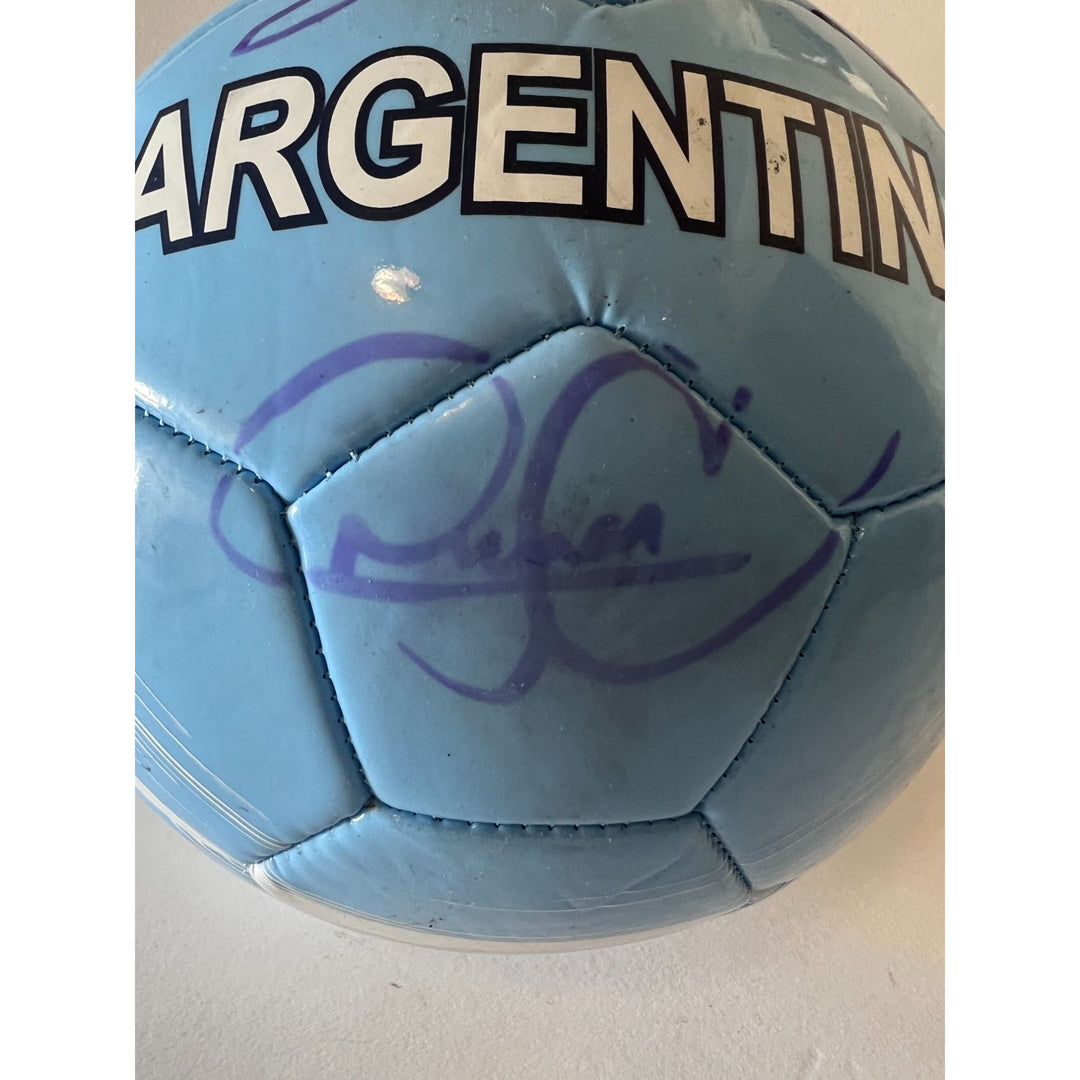 Lionel Messi Diego Maradona Argentina full size soccer ball signed with proof