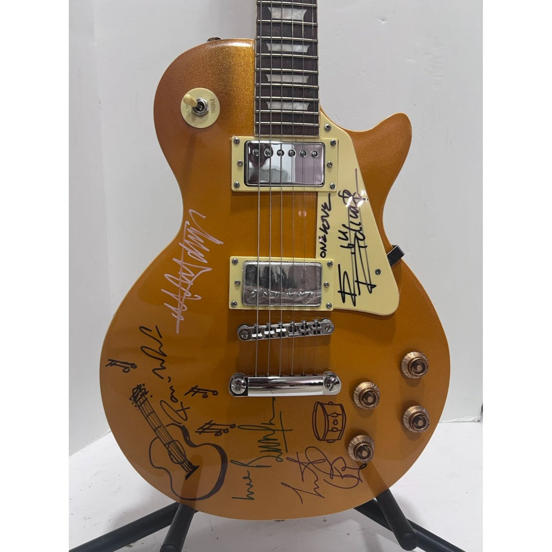 Rolling Stones Mick Jagger Ronnie Woods Charlie Watts Keith Richards Gold Les Paul  Electric full size quitar signed whit proff