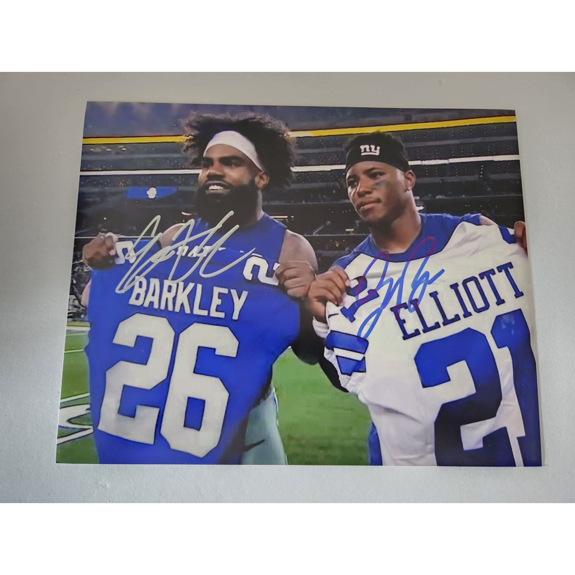 Saquon Barkley and Ezekiel Elliott 8x10 photo signed