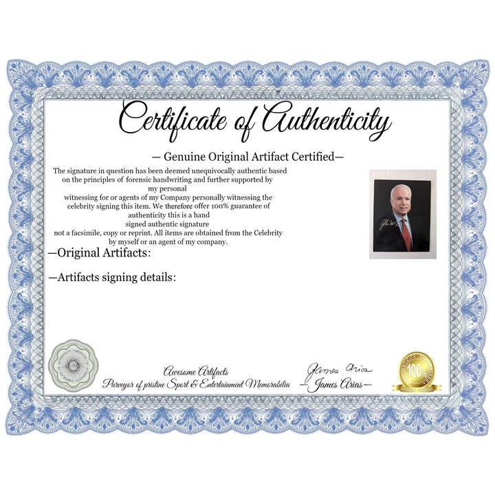 Senator John McCain 8x10 photo signed with proof Awesome Artifacts
