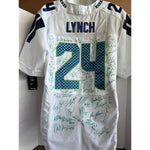 Load image into Gallery viewer, Marshawn Lynch Seattle Seahawks Super Bowl champions team sign Jersey game model Nike size 48 signed with proof
