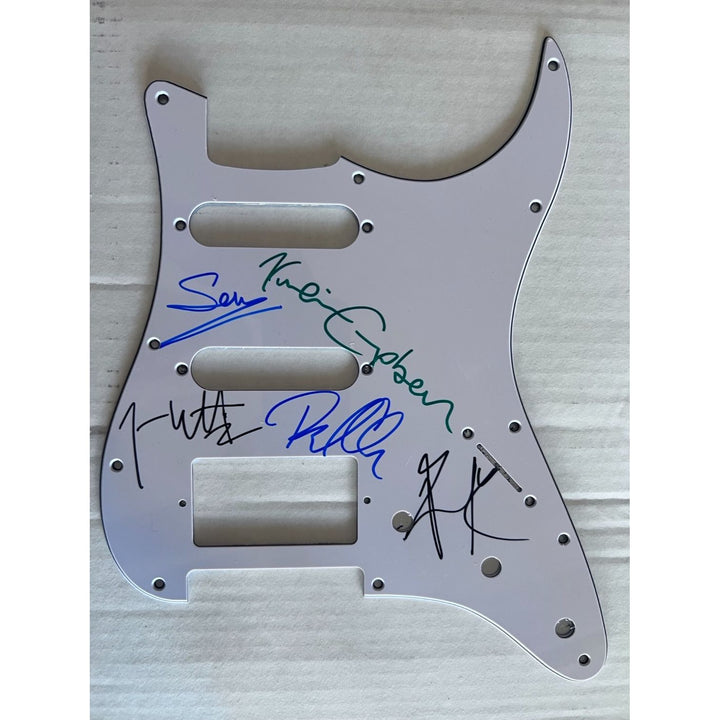 Def Leppard Fender Stratocaster electric guitar pick guard signed with proof