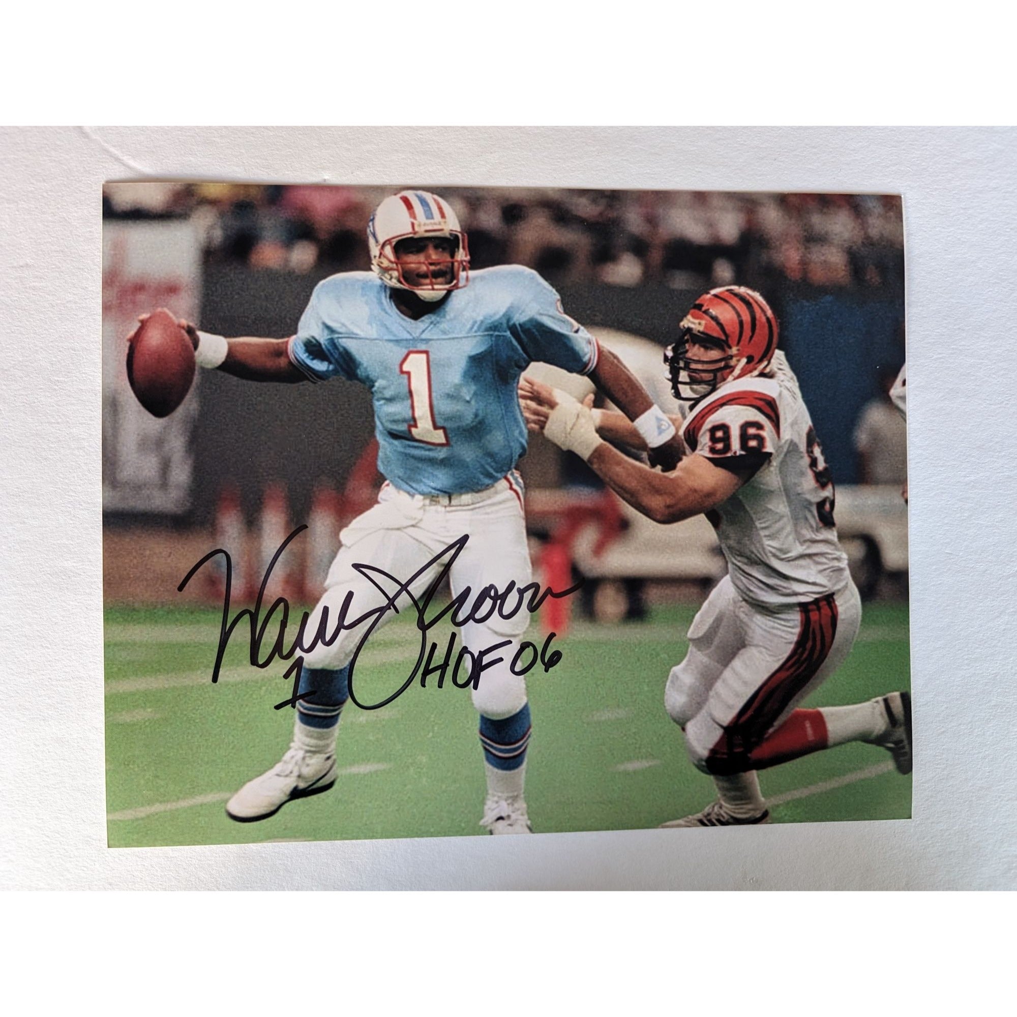 Warren Moon Houston Oilers NFL Hall of Fame quarterback 8x10 photo signed