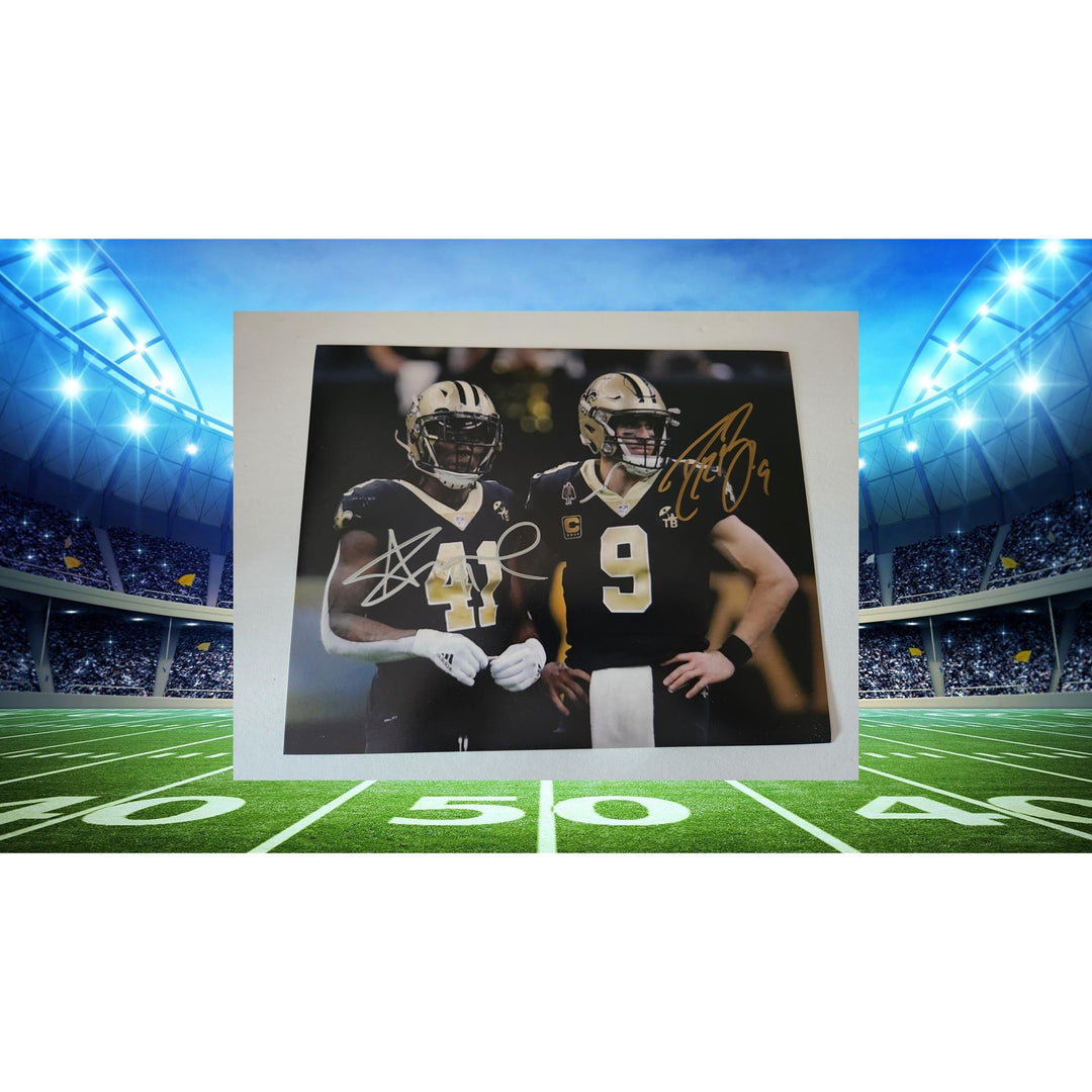 Drew Brees and Alvin Kamara 8x10 photo signed