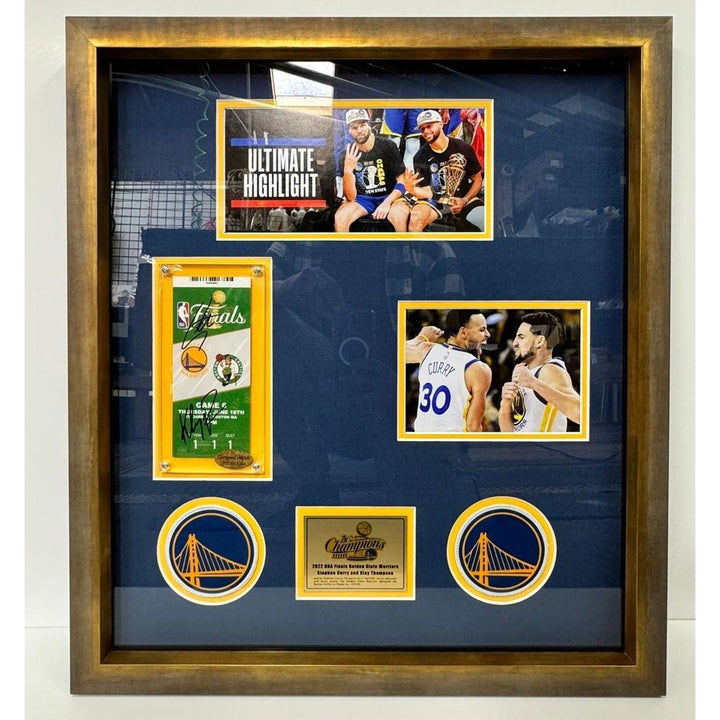 Stephen Curry and Klay Thompson Golden State Warriors 2022 NBA Finals Full ticket signed with proof