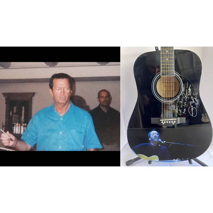 Eric Clapton incredible signed and inscribed "keep your feet on the ground see you soon" full size acoustic guitar one of a kind