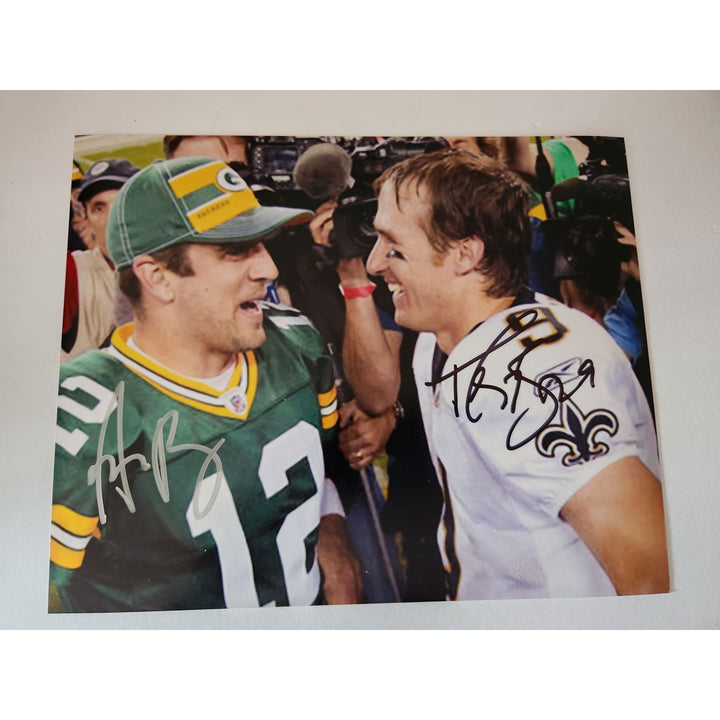 Aaron Rodgers Drew Brees 8x10 photo signed