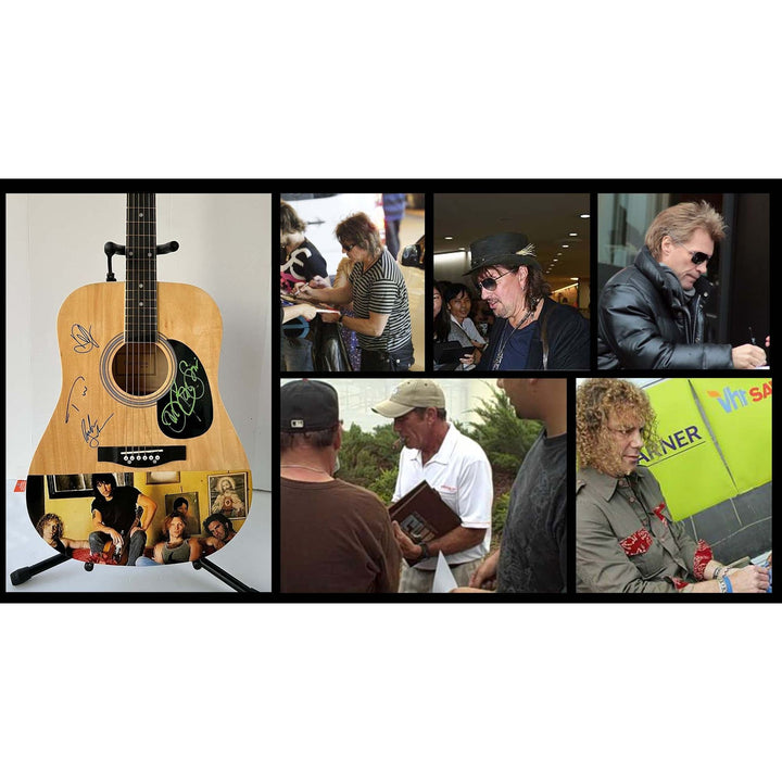 John Bon Jovi Richie Sambora Tico Torres David Bryan Bon Jovi one of a kind 39' acoustic guitar signed with proof