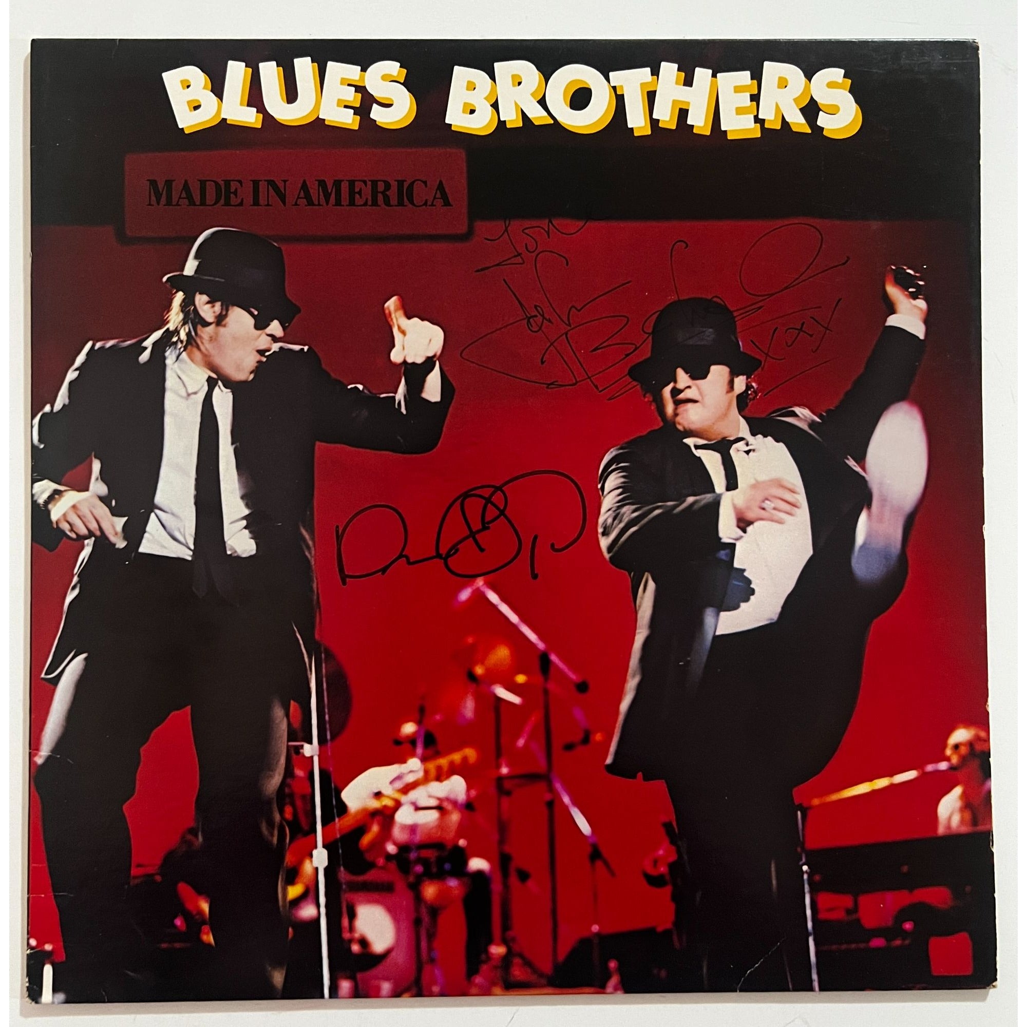 John Belushi Dan Aykroyd Blues Brothers "Made in America" original LP sign with proof