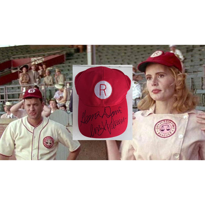 "A League of Their Own "  Rockford Peaches, authentic baseball cap signed with proof Gena Davis and Madonna Ciccone