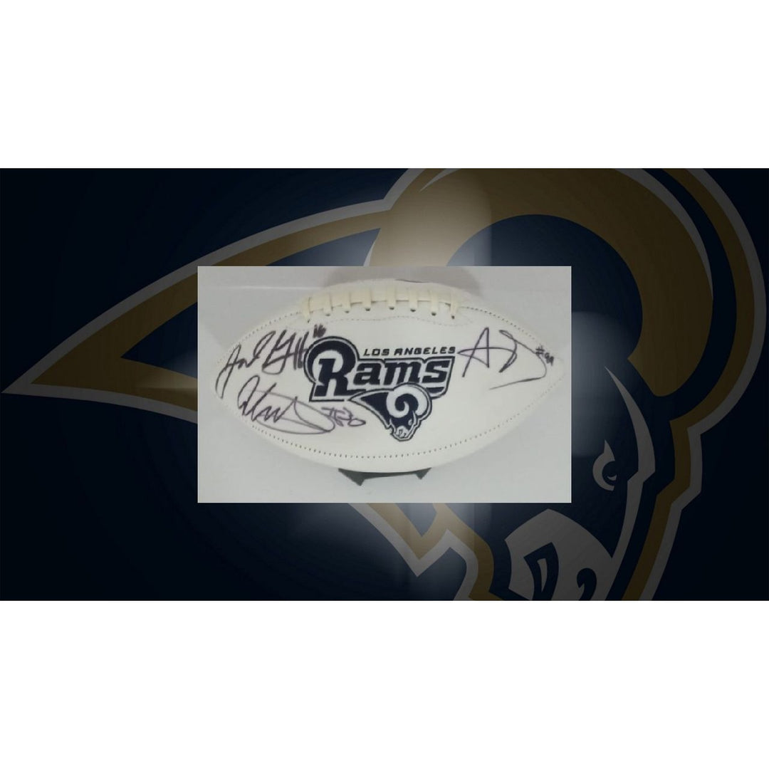 Aaron Donald Jerrett Goff Todd Gurley Los Angeles Rams full-size logo football signed