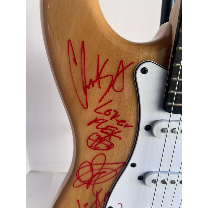 Anthony Kiedis, Dexter Holland, Billy Joe Armstrong, Travis Barker One-of-a-Kind electric guitar signed with proof