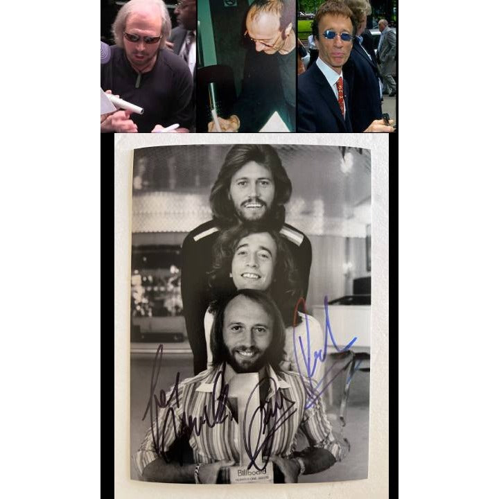 Barry, Robin and Maurice Gibb the Bee Gees 5x7 photo signed with proof