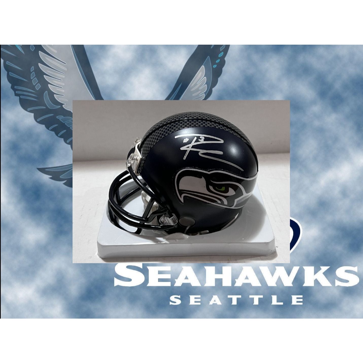 Seattle Seahawks Russell Wilson Riddell mini helmet signed with proof