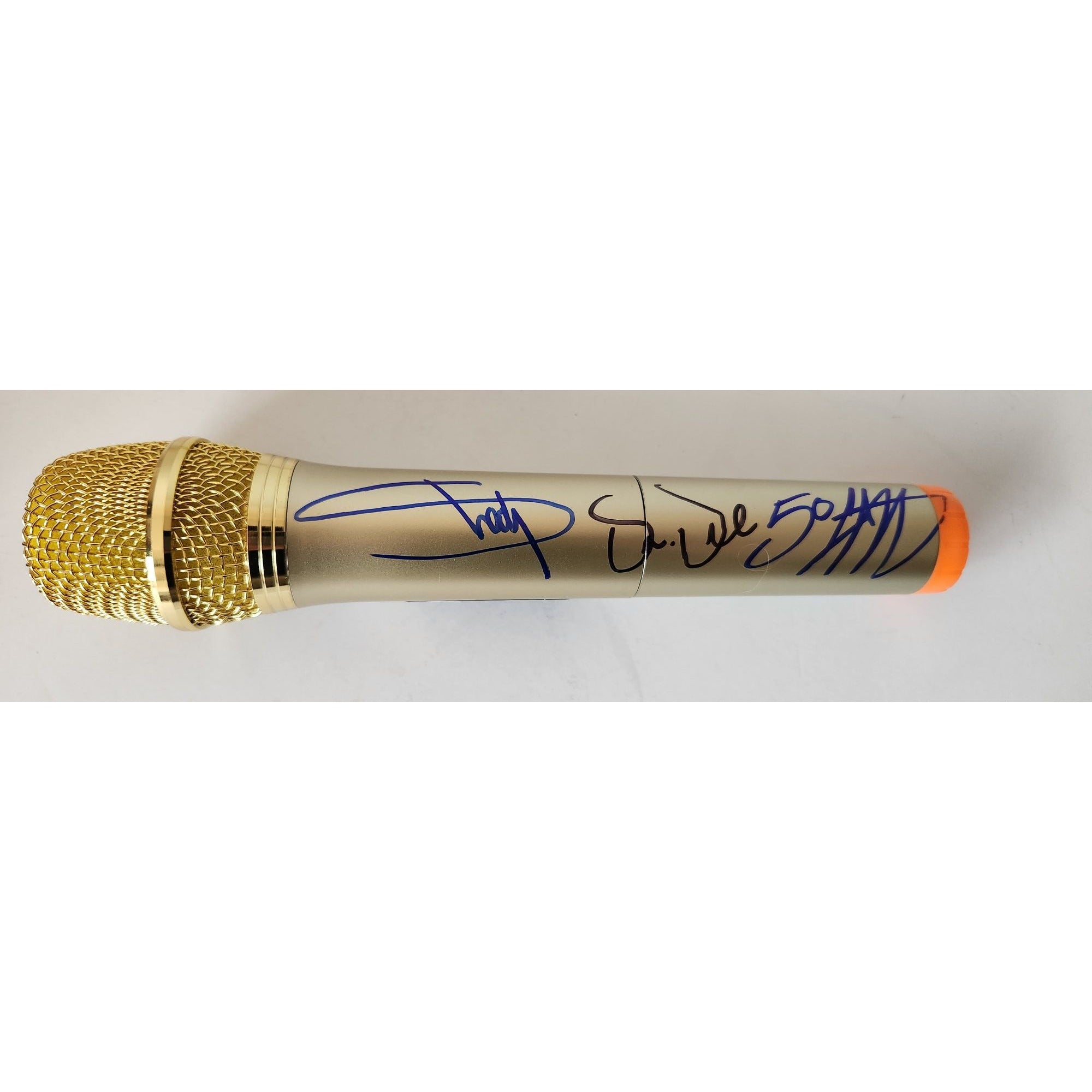 Slim Shady Eminem Marshall Mathers Curtis Jackson 50 Cent and Dr Dre Andre Romelle Young microphone signed with proof