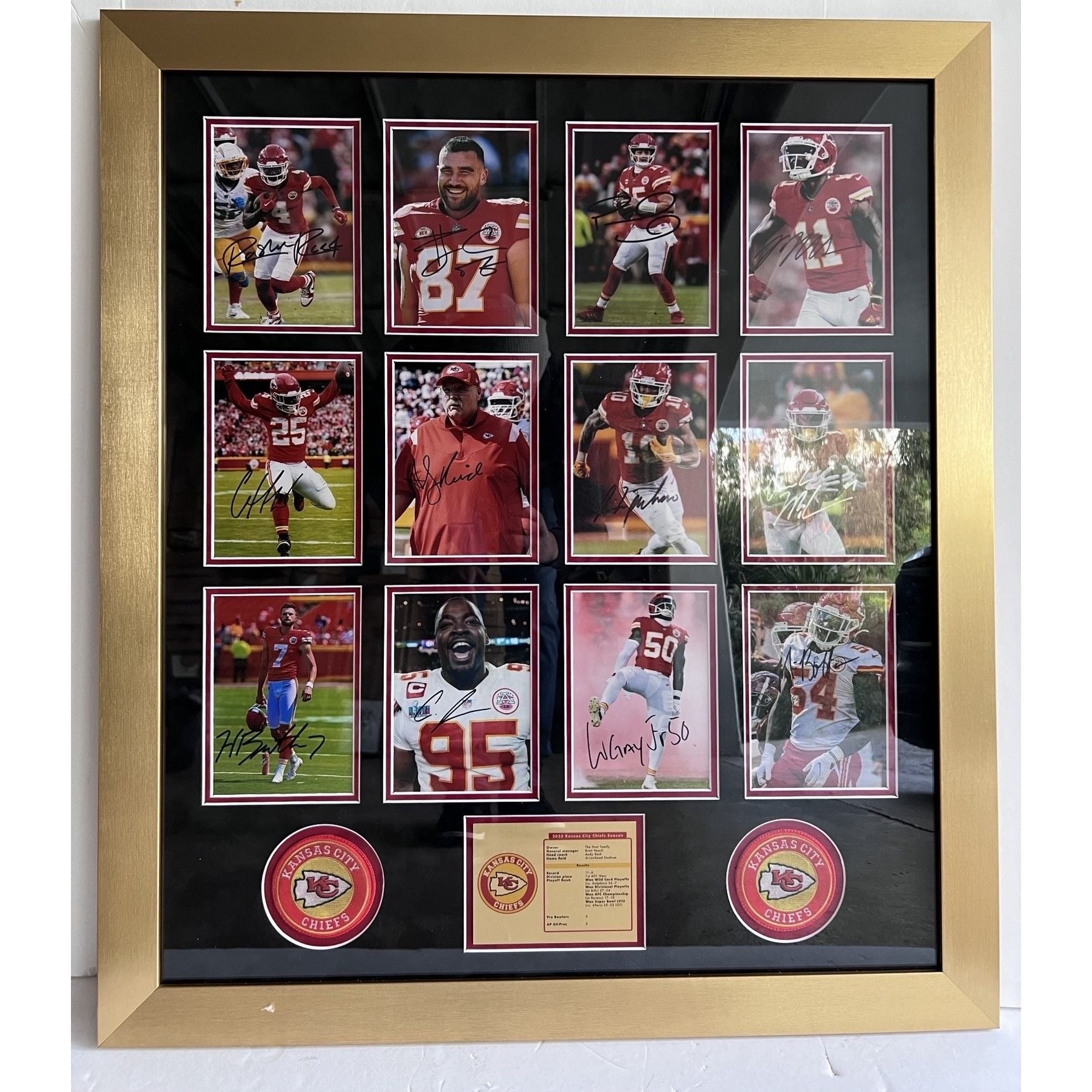 Kansas City Chiefs Patrick Mahomes Travis Kelce Andy Reid Chris Jones Isiah Pacheco 12 top players 5x7s signed and framed with proof