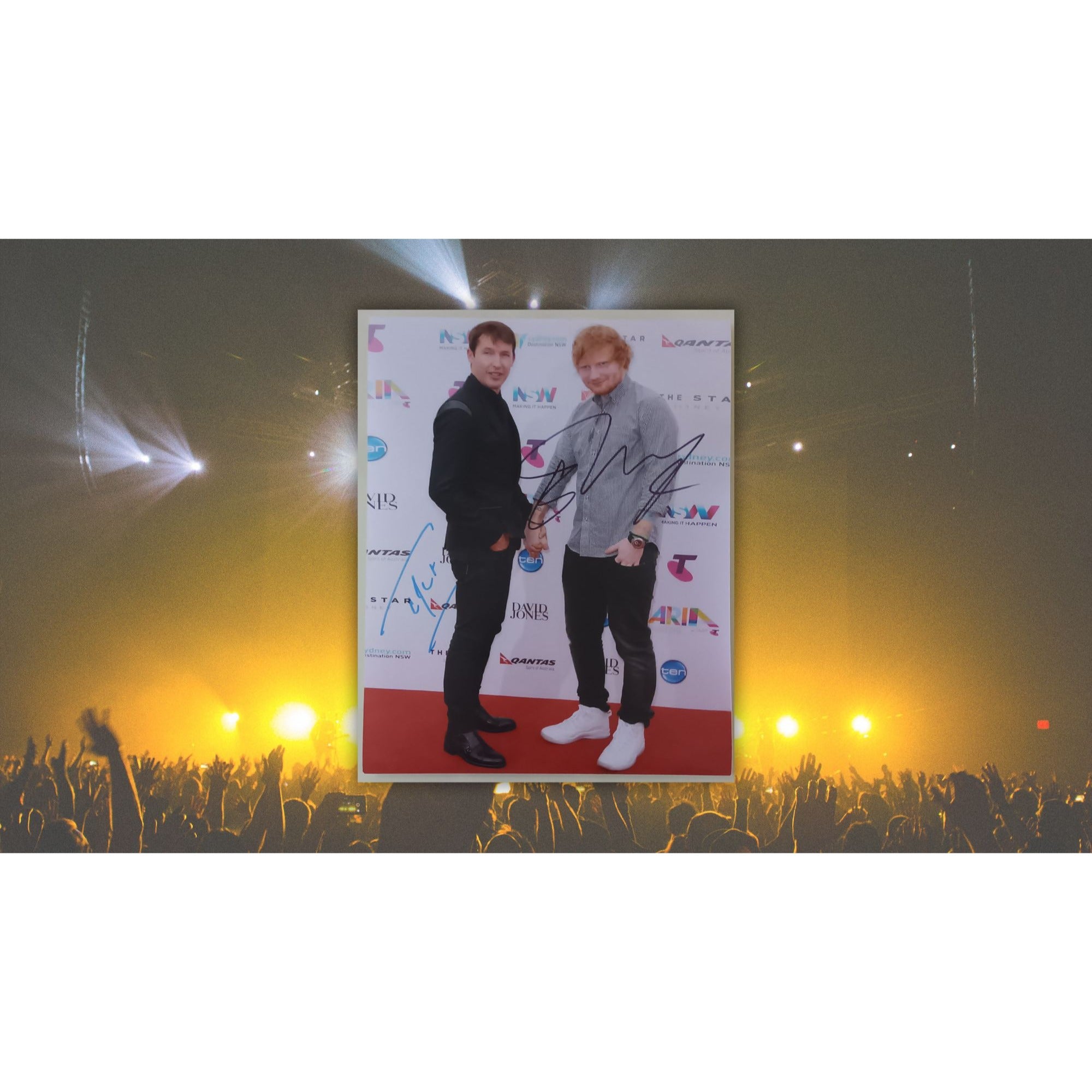 Ed Sheeran and James Blunt 8x10 photo signed with proof