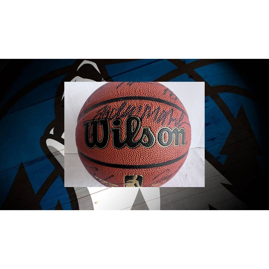 Minnesota Timberwolves 2023-24 Rudy Gobert, Mike Conley , Jaylen Clark, Anthony Edwards, NBA full size basketball signed by complete team