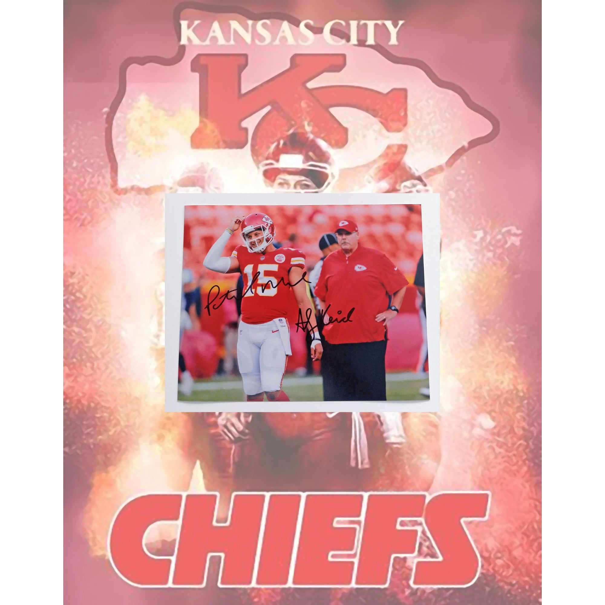 Kansas City Chiefs Patrick Mahomes and Andy Reid 8 x 10 signed photo with proof