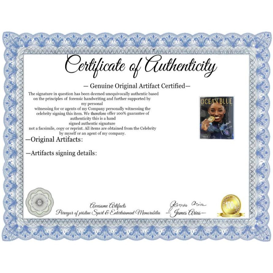 Simone Biles USA Ocean Blue World Magazine signed with proof.