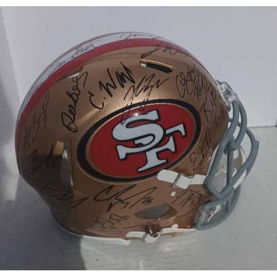 San Francisco 49ers Christian McCaffrey George Kittles Brock Purdy Deebo Samuel 2023 NFC champions team signed Riddell pro model helmet