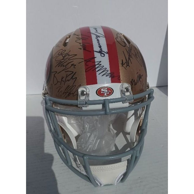 San Francisco 49ers Christian McCaffrey George Kittles Brock Purdy Deebo Samuel 2023 NFC champions team signed Riddell pro model helmet