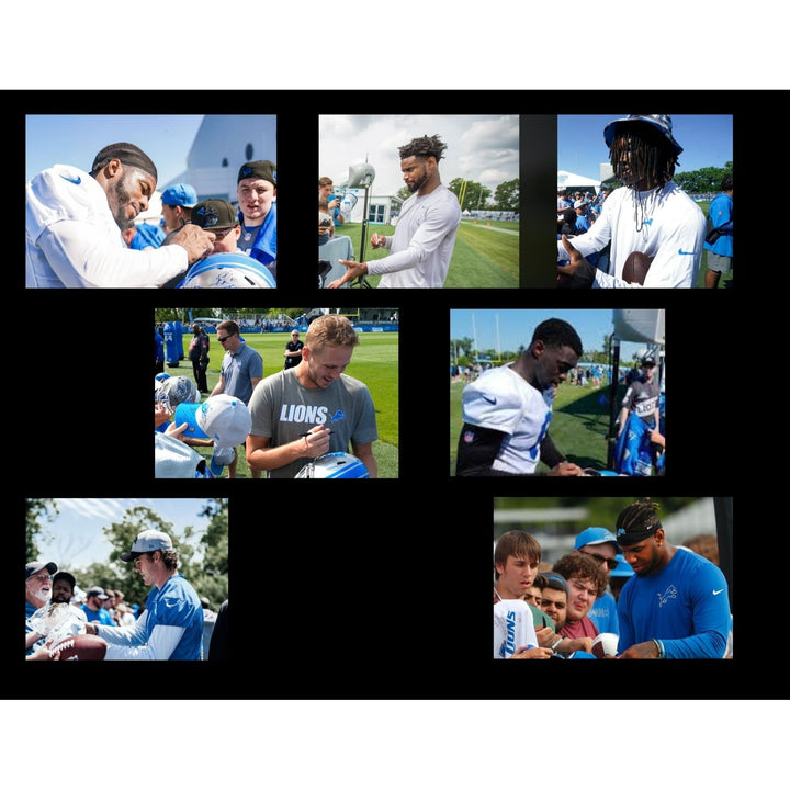 Detroit Lions Riddell authentic pro game model helmet signed by 40 members of the 2024 team with signing proof Awesome Artifacts