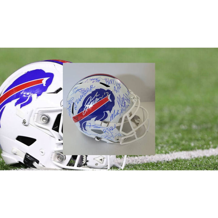 Buffalo Bills Josh Allen James Cook Khalil Shakir Dalton Kincaid 2024 Speed Authentic Game  model helmet team signed with proof Awesome Artifacts