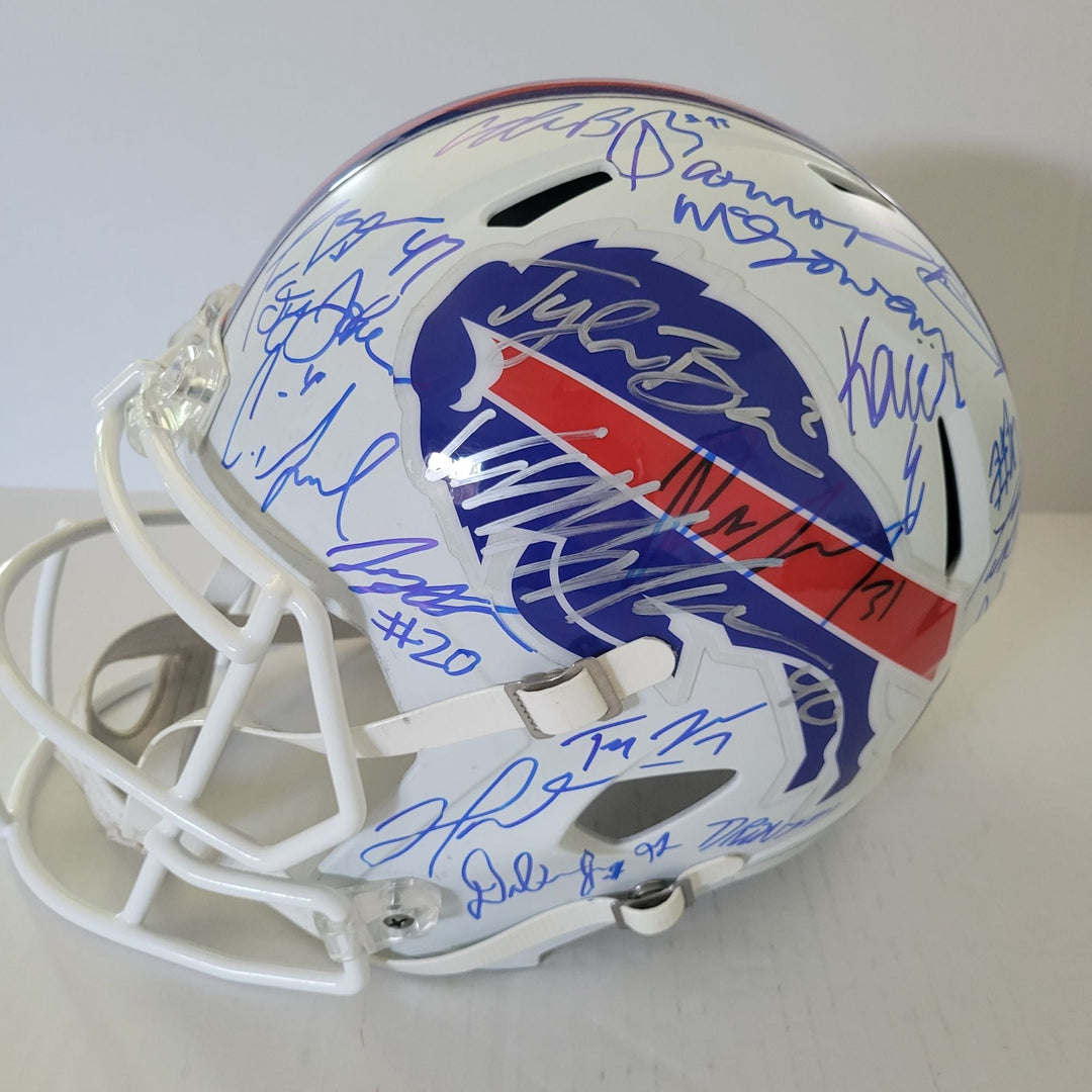 Buffalo Bills Josh Allen James Cook Khalil Shakir Dalton Kincaid 2024 Speed Authentic Game  model helmet team signed with proof Awesome Artifacts