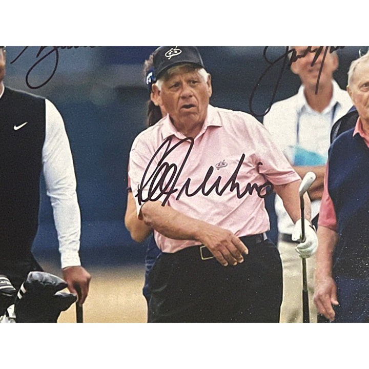 Tiger Woods Rory McIlroy Jack Nicklaus & Lee Trevino photograph signed with proof