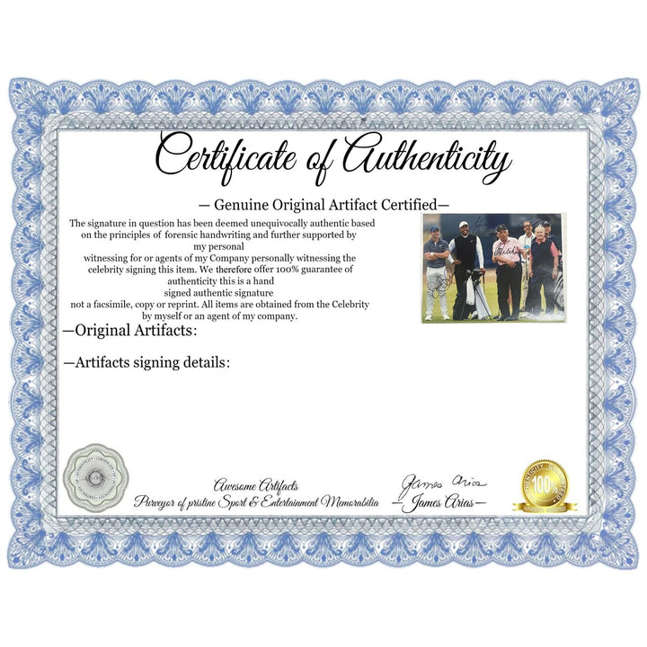 Tiger Woods Rory McIlroy Jack Nicklaus & Lee Trevino photograph signed with proof