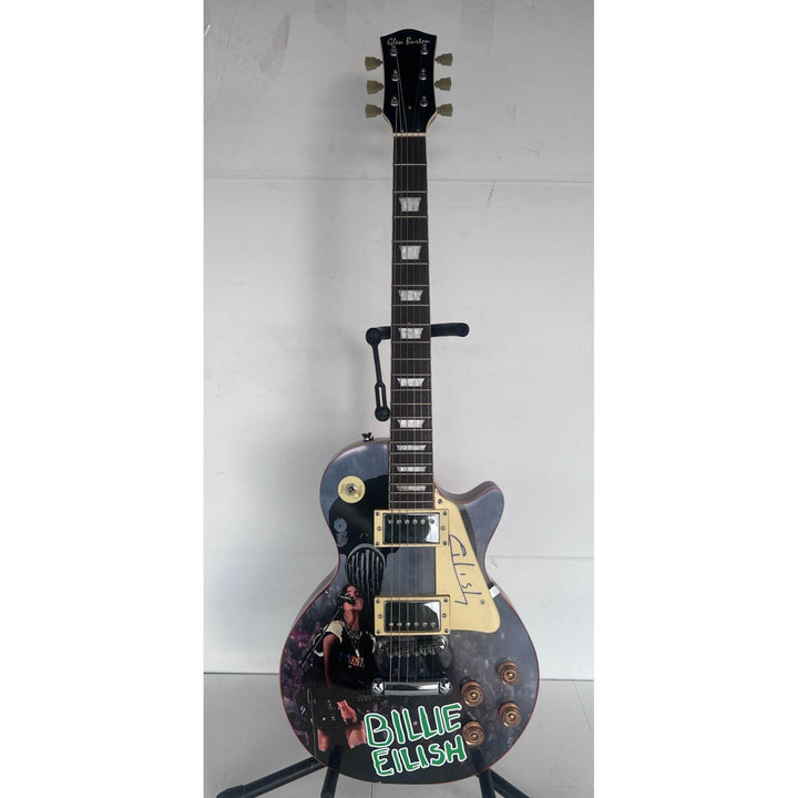 Billy Eilish one of a kind signed les paul electric guitar signed  with proof & sketch