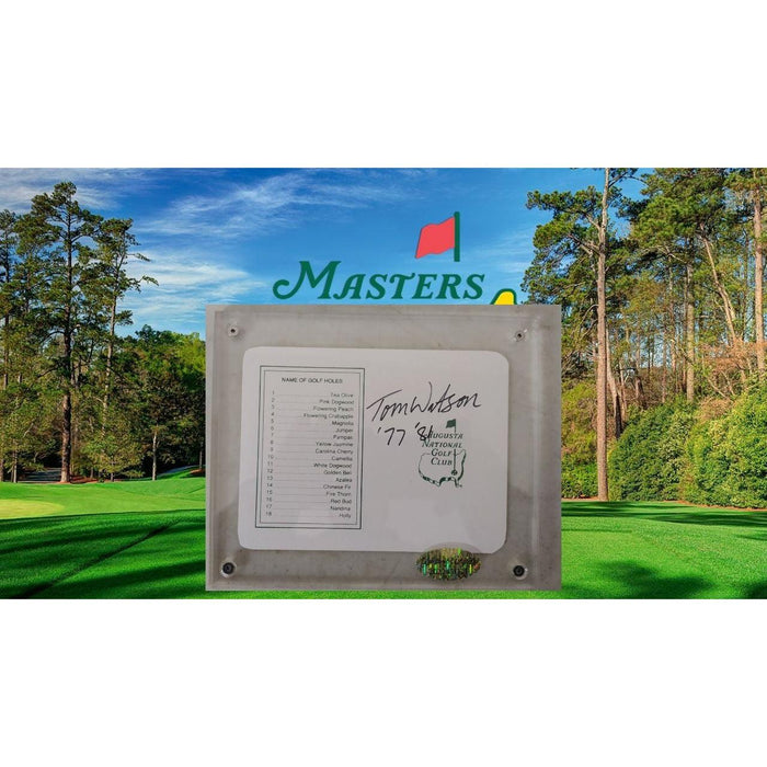 Tom Watson Augusta National Masters Scorecard signed with proof and acrylic protective case