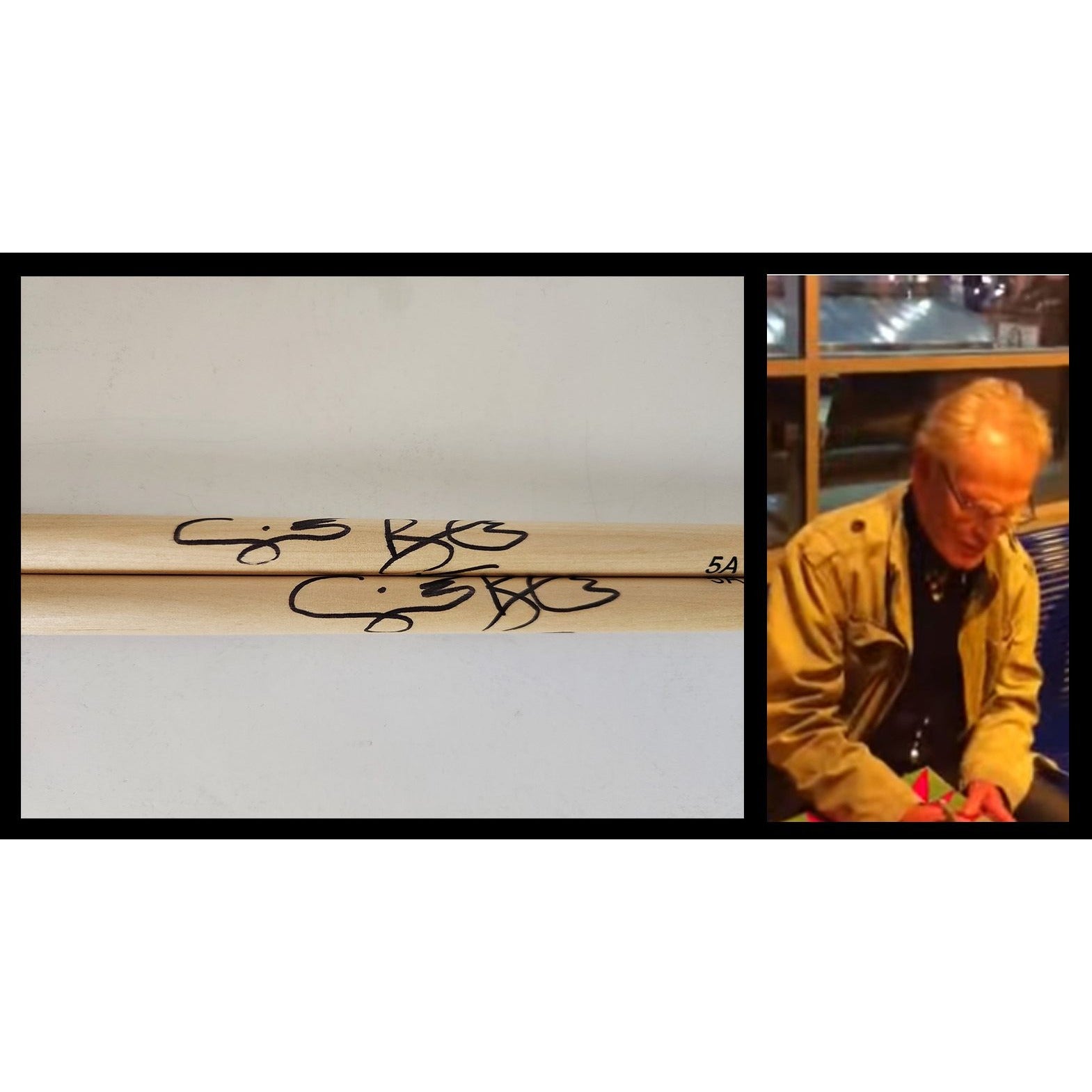 Ginger Baker of Cream Drumstick signed with proof