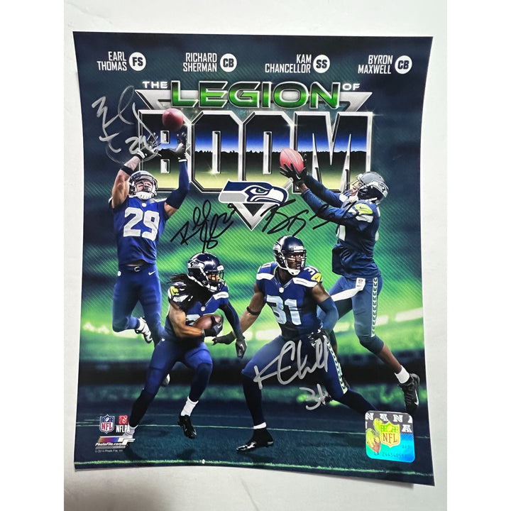 Seattle Seahawks Legion of Doom Richard Sherman Kam Chancellor Earl Thomas Byron Maxwell 8x10 photo signed