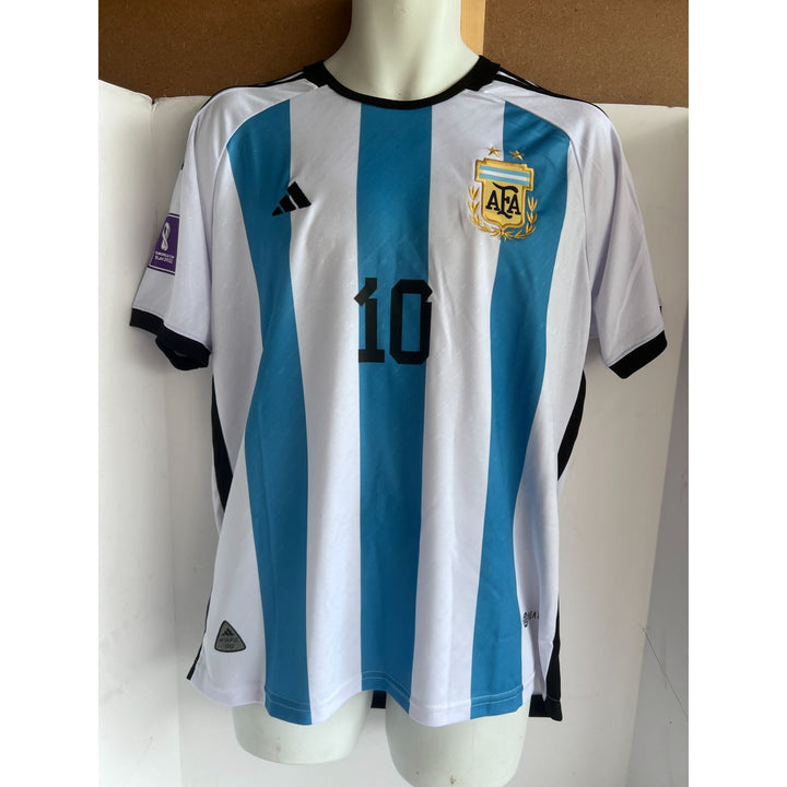 Lionel Messi Adidas Messi #10 Argentina World Cup 2022 Men's Jersey, Size: L signed with proof