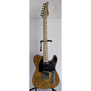 Bob Dylan Keith Richards Ronnie Wood of The Rolling Stones full size Telecaster electric guitar signed with inscription and sketch and proof