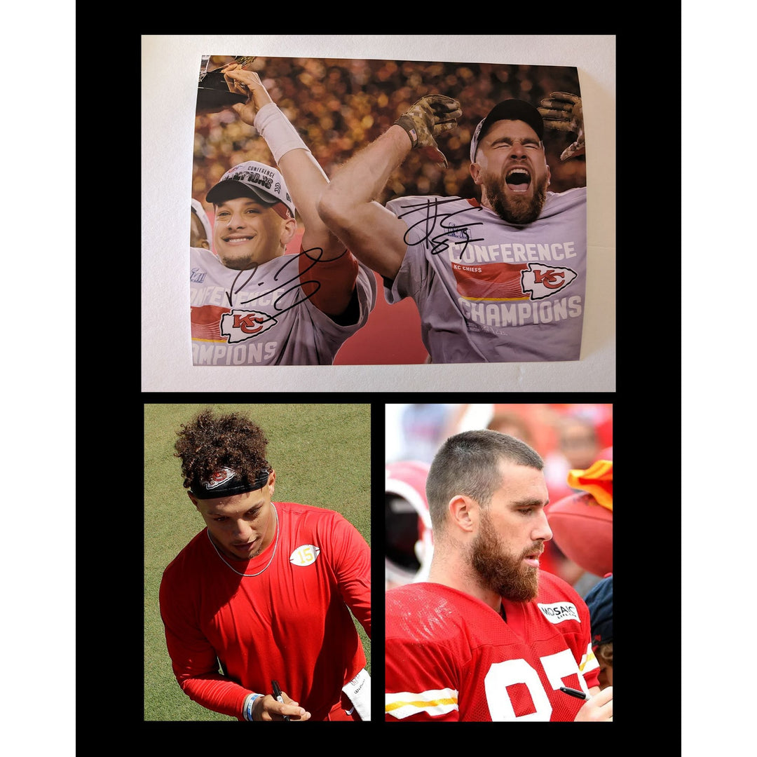 Patrick Mahomes and Travis Kelce Kansas City Chiefs 8x10 photo signed with proof